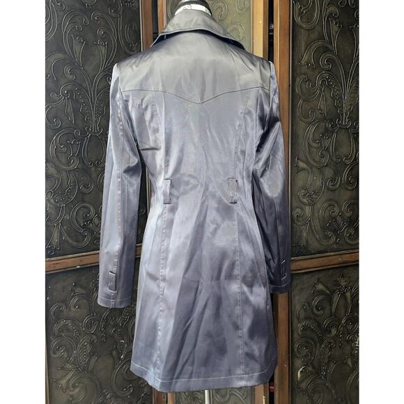Modiva Metallic Grey SOFT Satin Feel Dress Coat Women's Size S - Picture 4 of 9